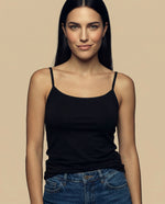 Camiseta básica de tiras en tejido acanalado - Negro