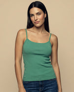 Camiseta básica de tiras en tejido acanalado - Verde