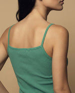 Camiseta básica de tiras en tejido acanalado - Verde