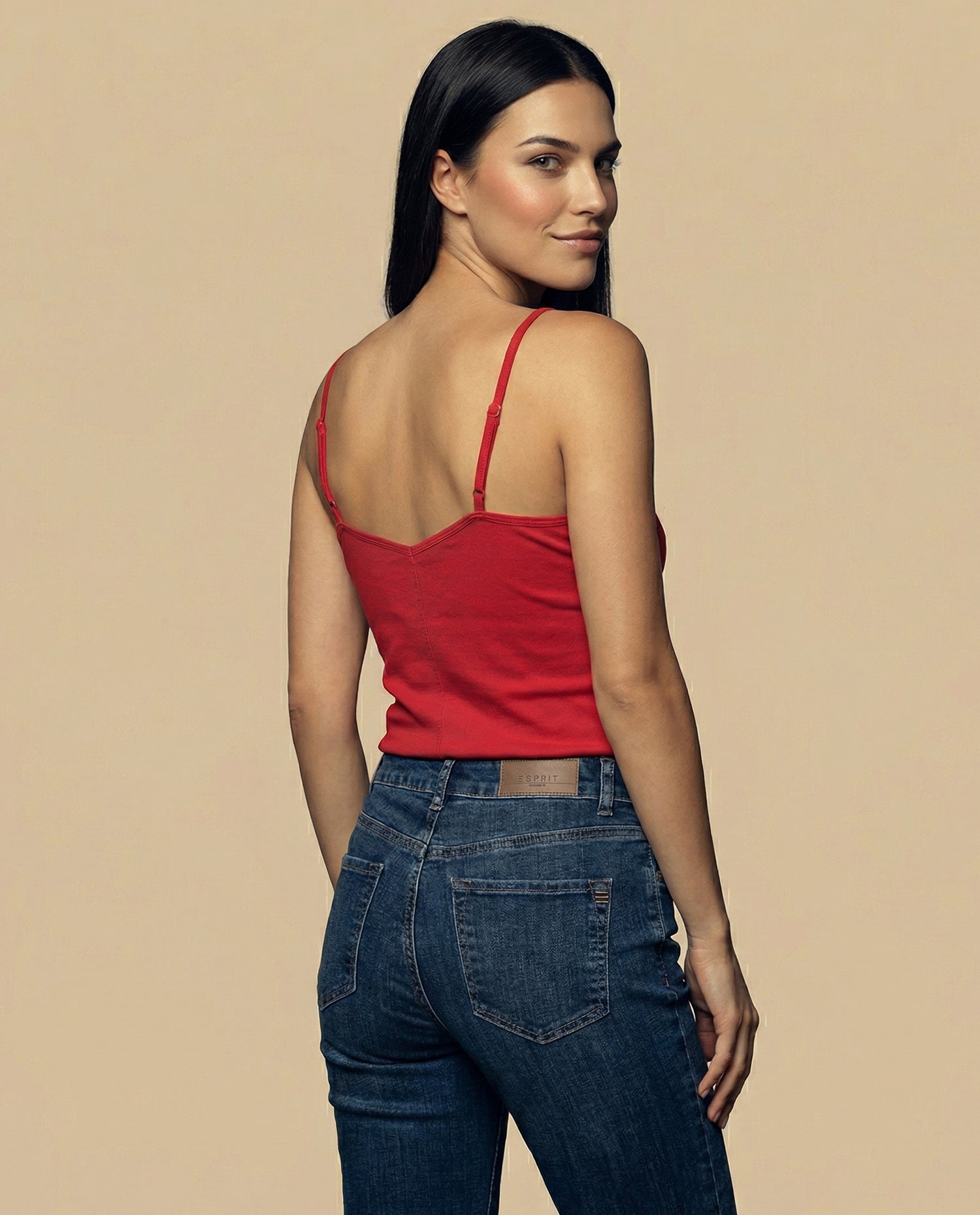 Camiseta básica de tiras en tejido acanalado - Rojo