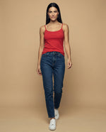 Camiseta básica de tiras en tejido acanalado - Rojo