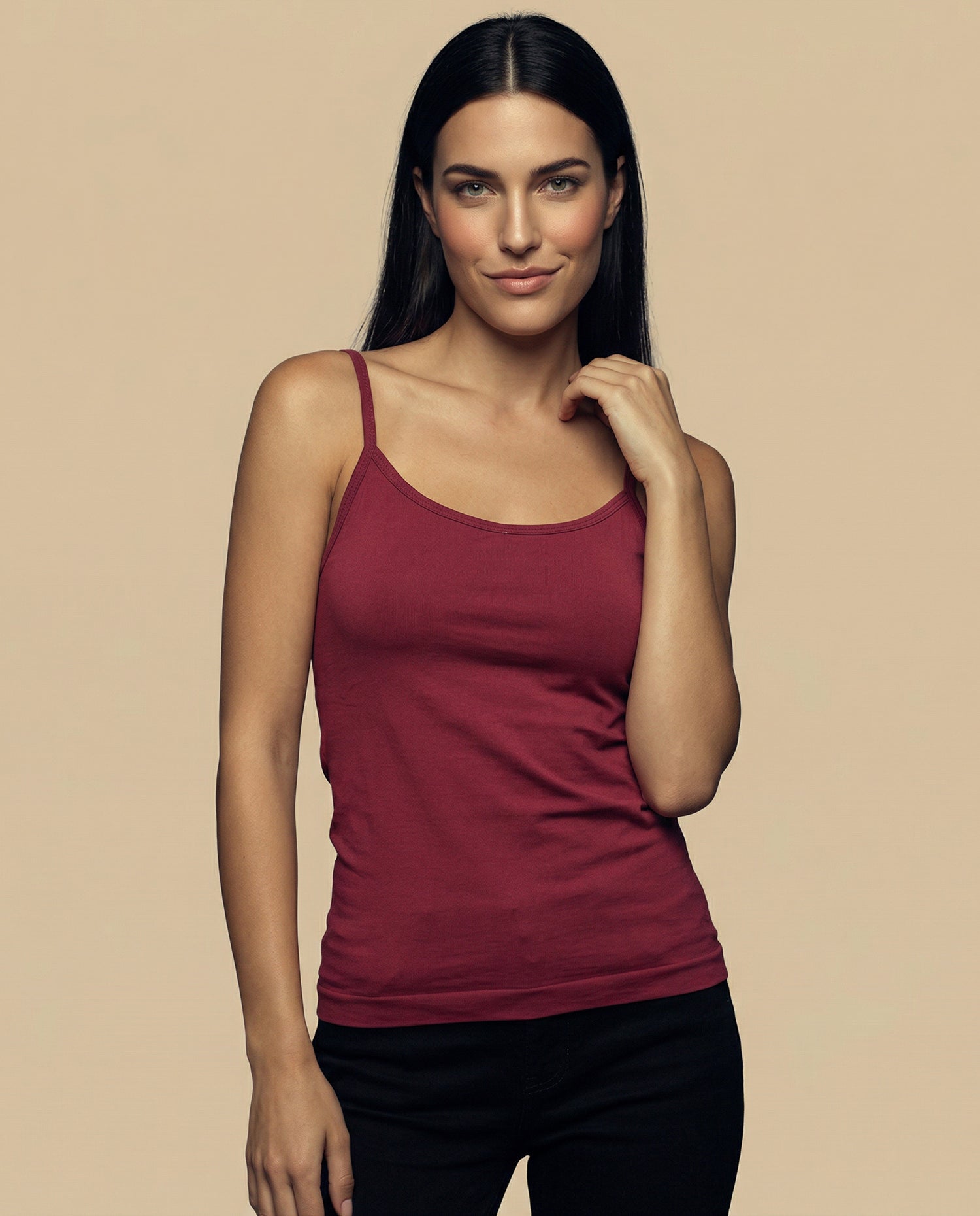 Camiseta básica de tiras en tejido acanalado - Rojo