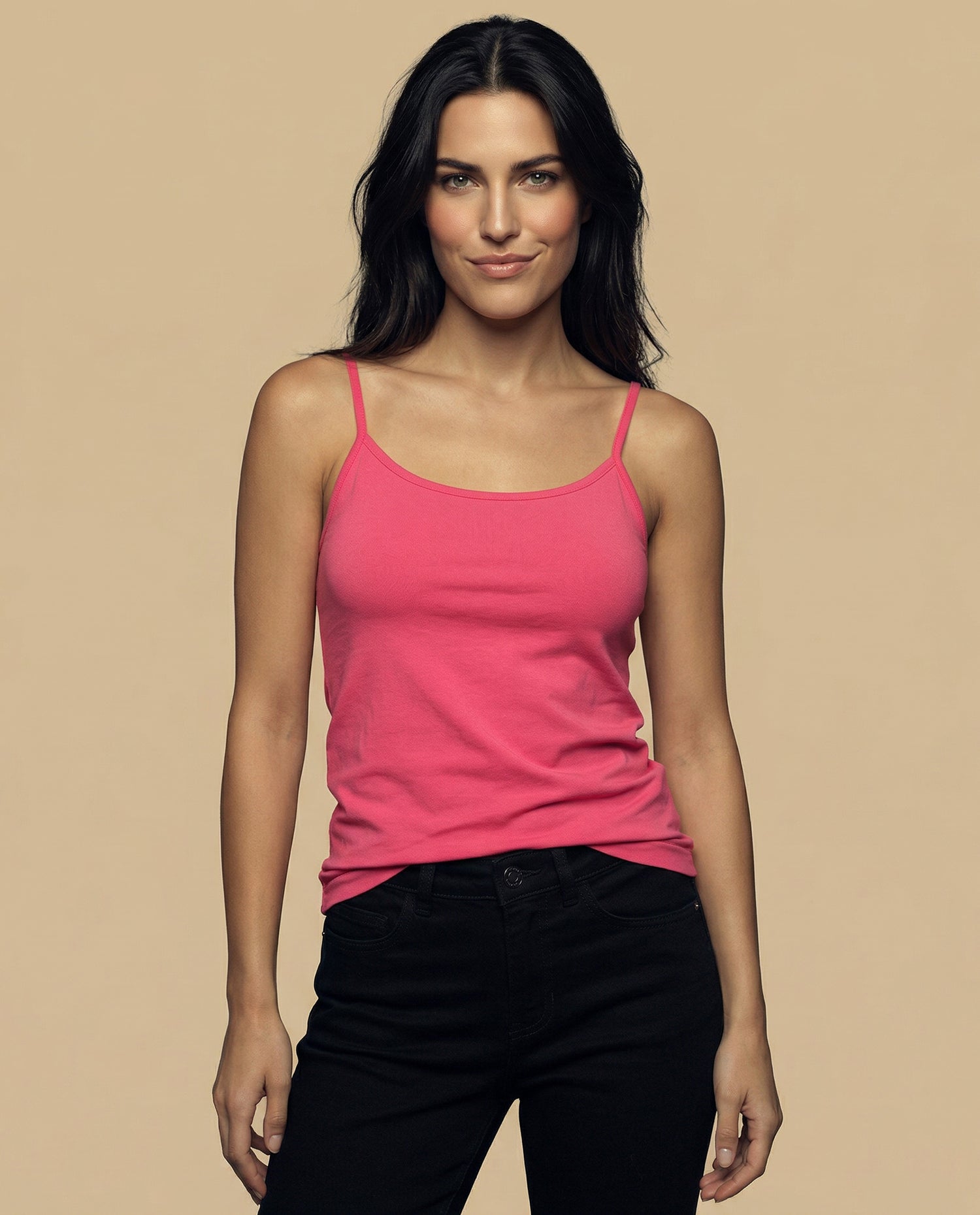 Camiseta básica de tiras en tejido acanalado - Rosa