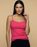 Camiseta básica de tiras en tejido acanalado - Rosa