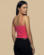 Camiseta básica de tiras en tejido acanalado - Rosa