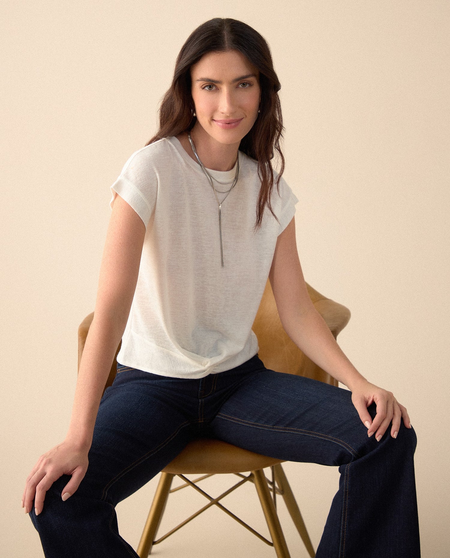 Camiseta de textura suave para mujer - Crudo