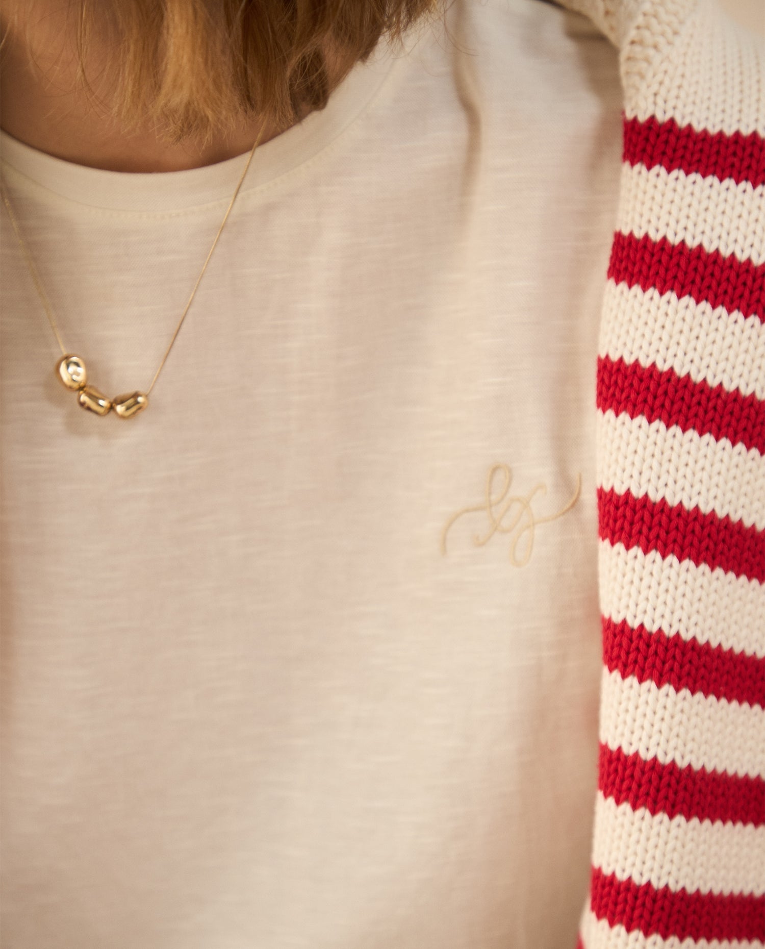 Camiseta con recogido en hombro para mujer - Blanco