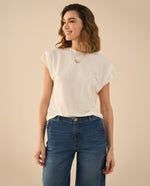 Camiseta con recogido en hombro para mujer - Blanco