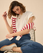 Camiseta con recogido en hombro para mujer - Blanco