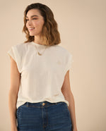 Camiseta con recogido en hombro para mujer - Blanco