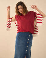 Camiseta con recogido en hombro para mujer - Rojo