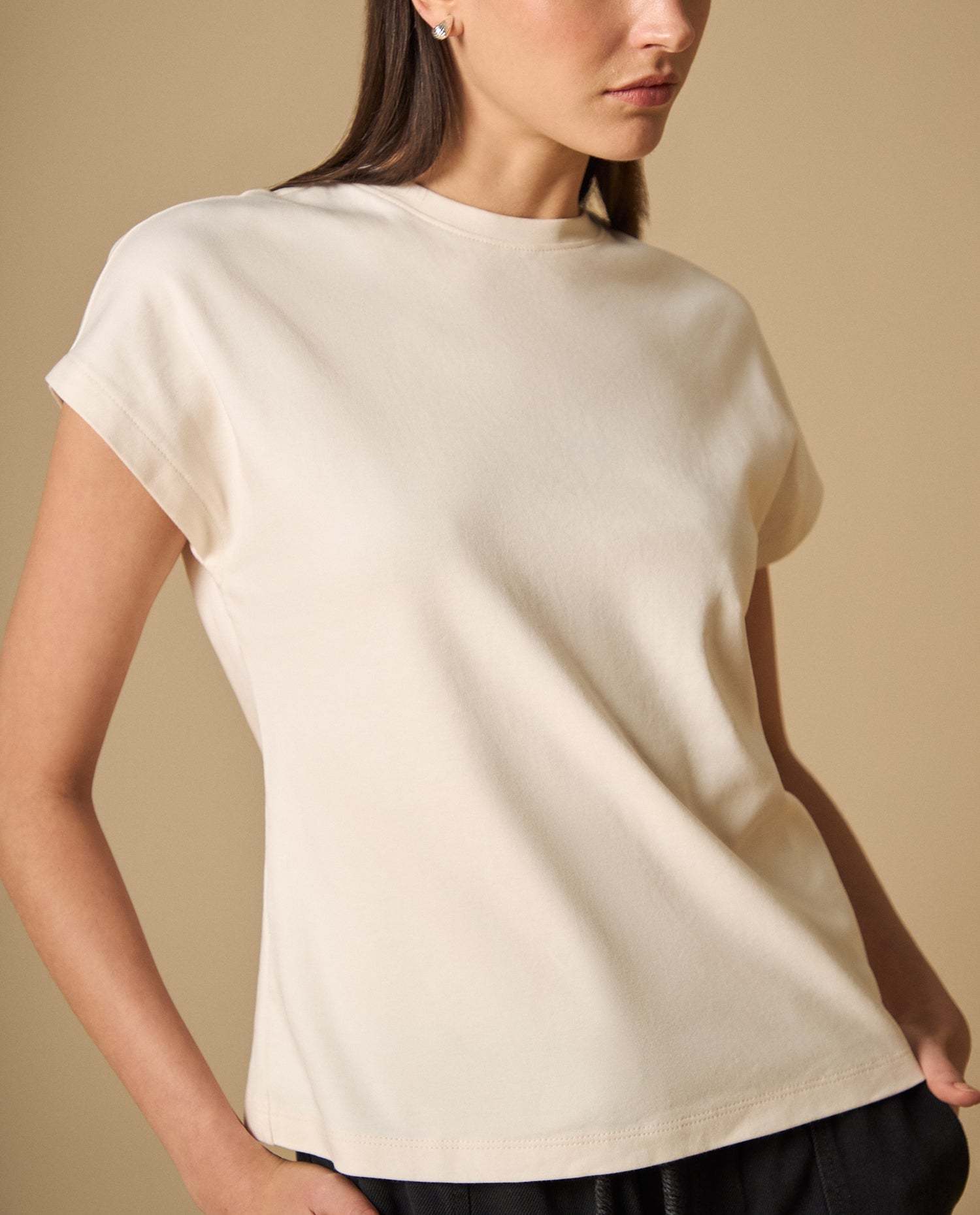 Camiseta cuello redondo algodón manga corta - Crudo