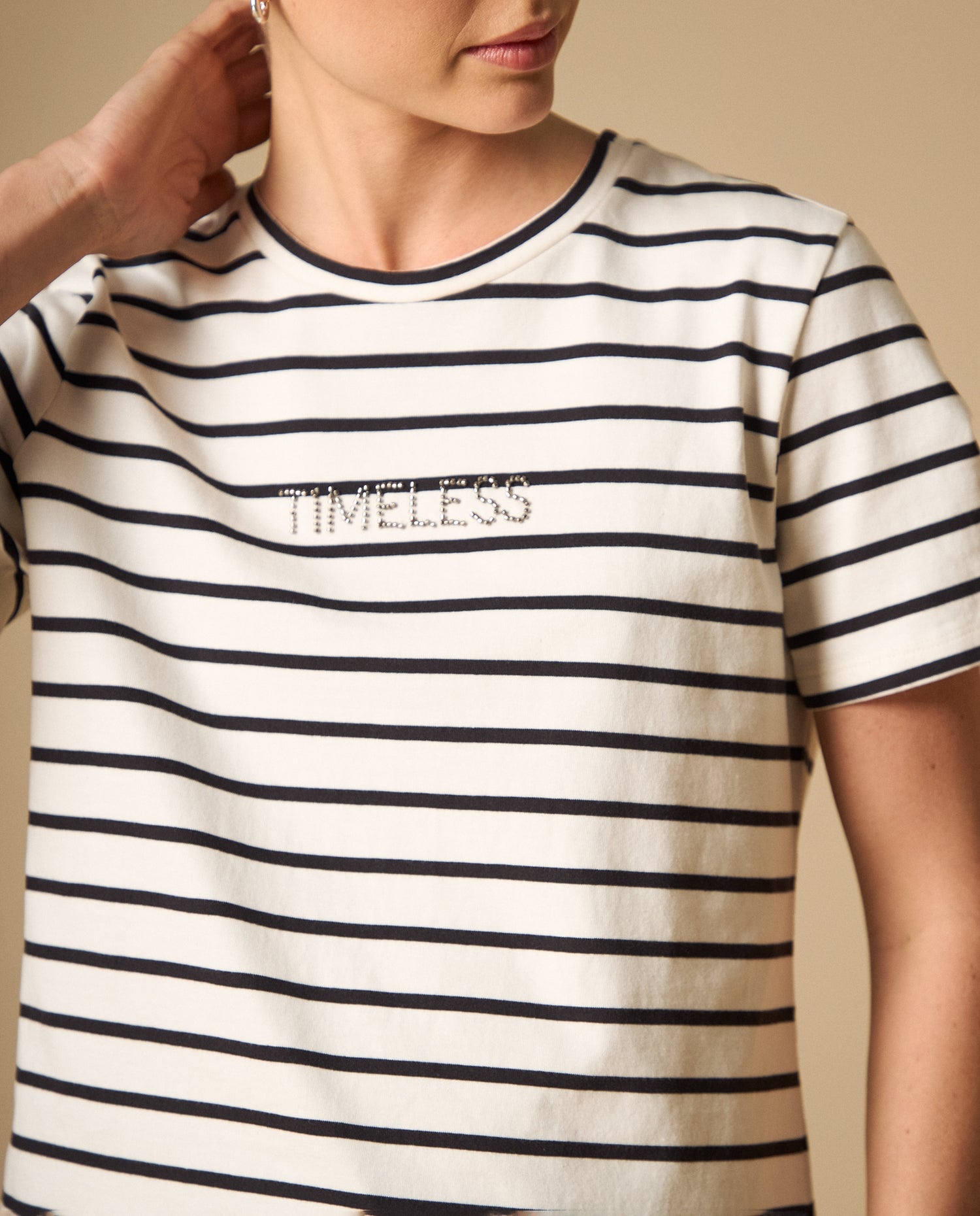 Camiseta básica cuello redondo manga corta - Crudo