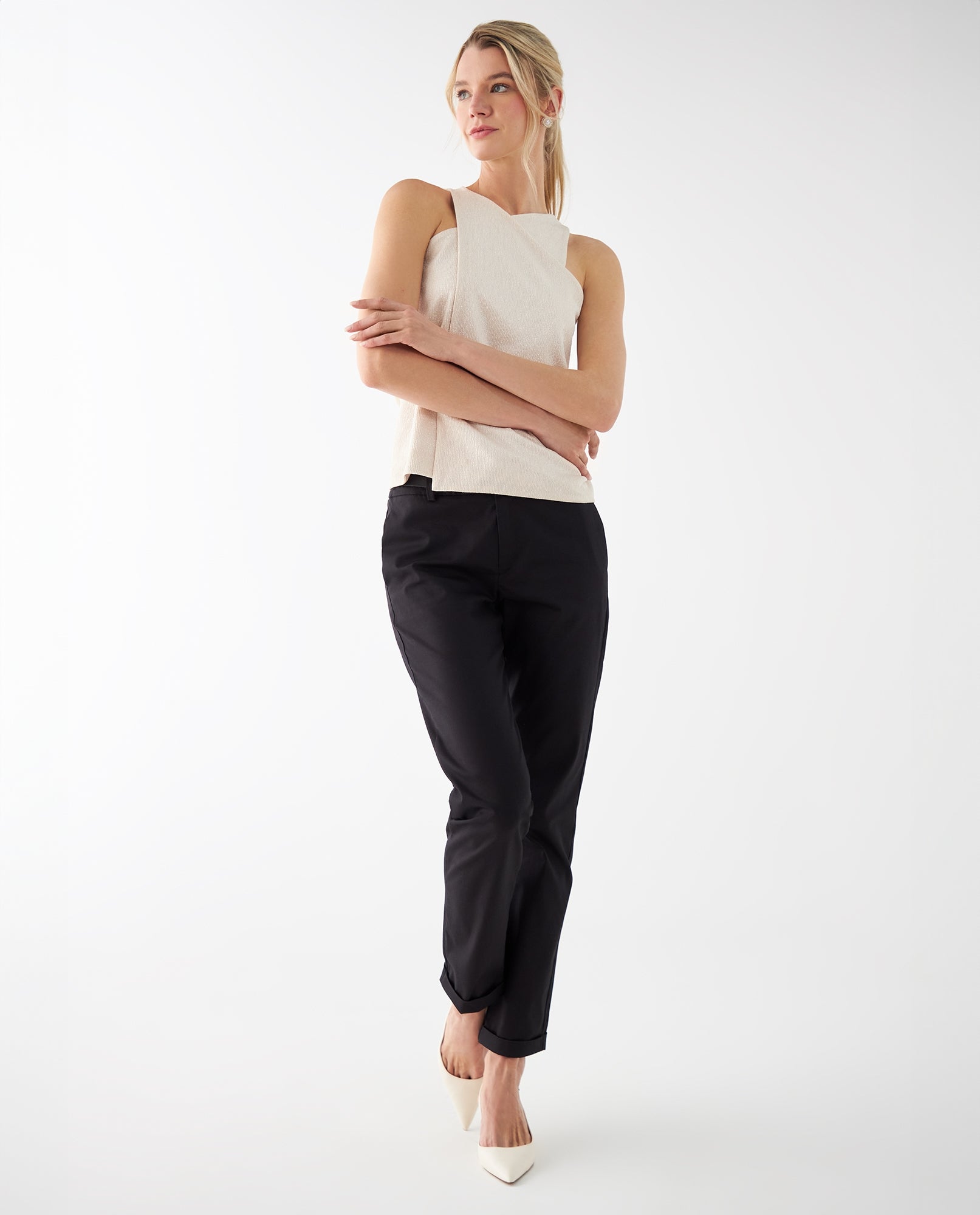 Camisa con escote cruzado para mujer - Beige 34_402F000_BEI130607_6