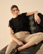 Camiseta manga corta con bolero para mujer - Negro