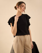 Camiseta manga corta con bolero para mujer - Negro