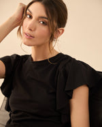 Camiseta manga corta con bolero para mujer - Negro