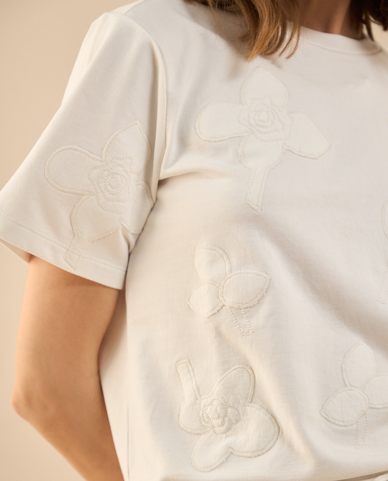 Camiseta básica manga corta para mujer - Crudo