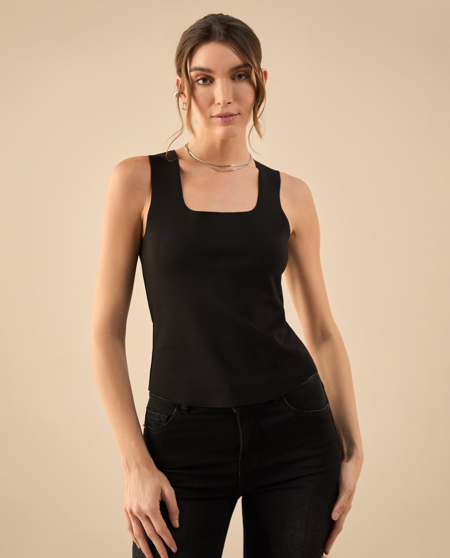 Camisa de silueta ajustada para mujer - Negro