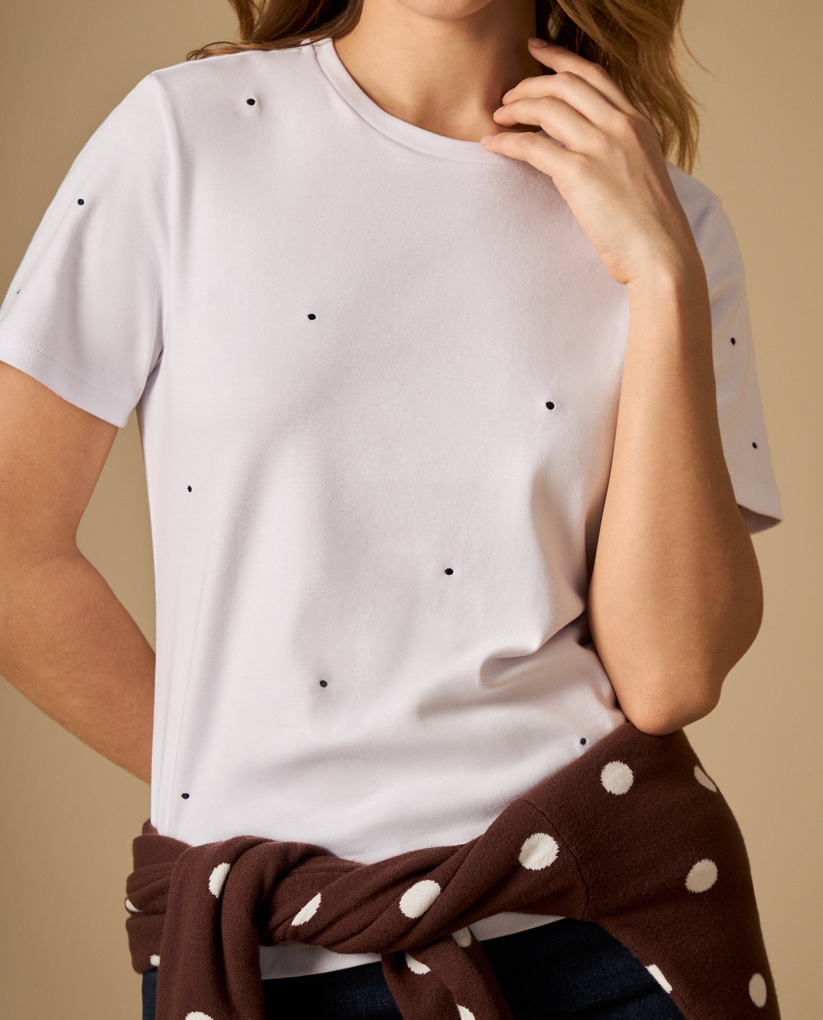 Camiseta manga corta con bordado de puntos - Blanco 34_402H020_BLA114001_0
