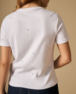 Camiseta manga corta con bordado de puntos - Blanco