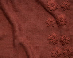 Camiseta tejida manga sisa con flores en relieve - Cafe