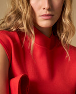 Camiseta tejida manga sisa cuello redondo - Rojo