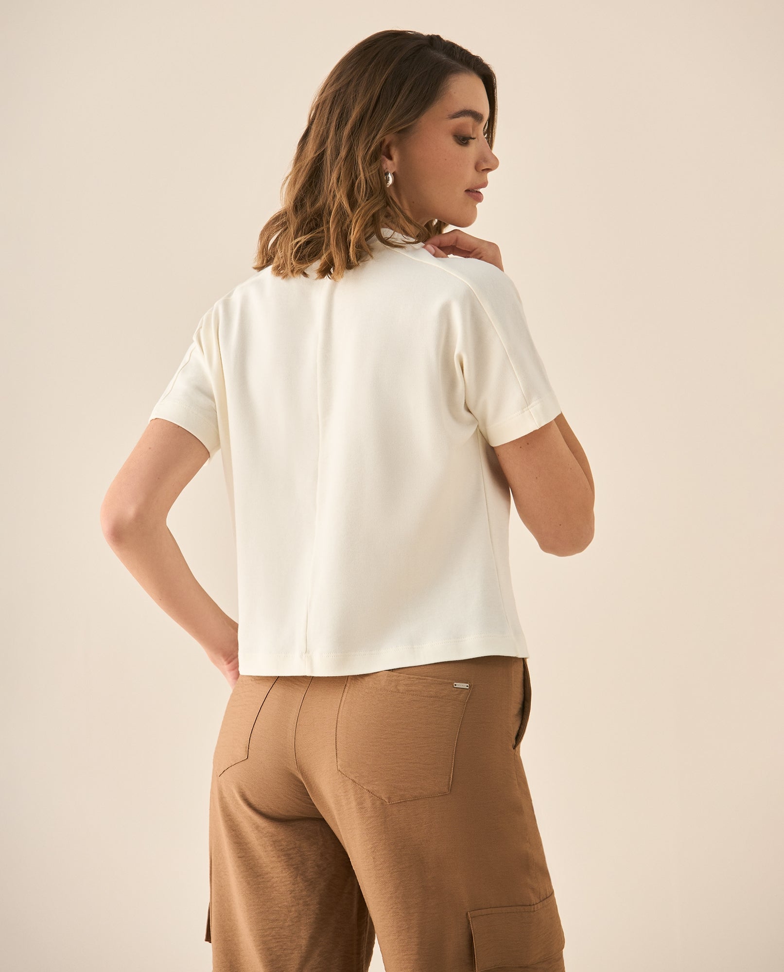 Camiseta manga corta de tacto suave para mujer  - Crudo 34_403G001_CRU114302_4