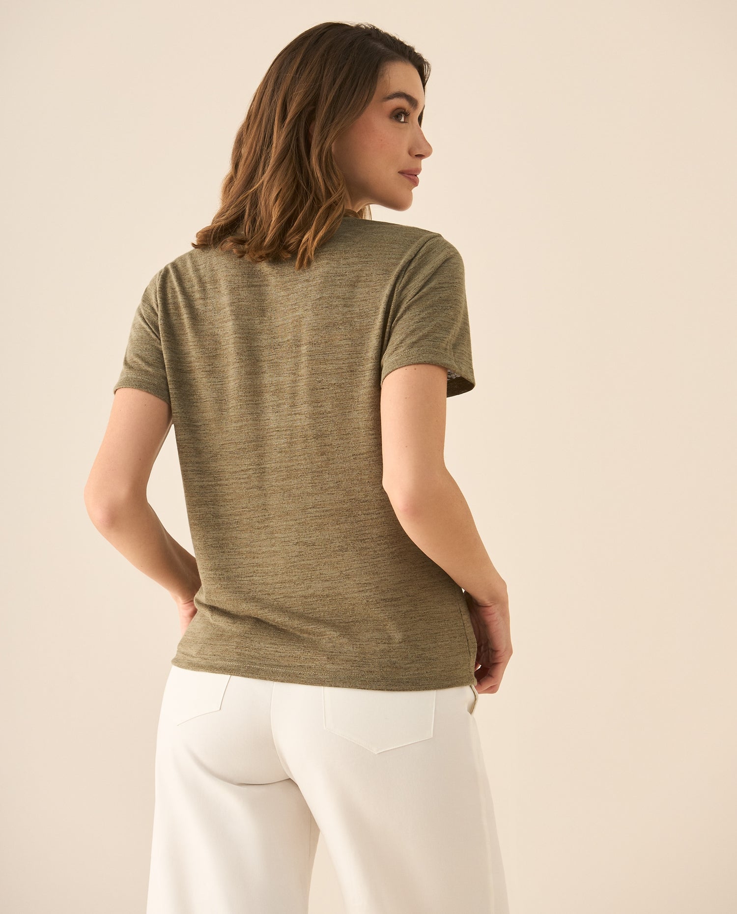 Camiseta con escote en V para mujer - Verde
