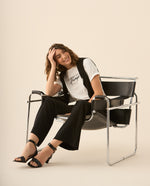 Camiseta maga corta con estampado y bordado para mujer - Crudo
