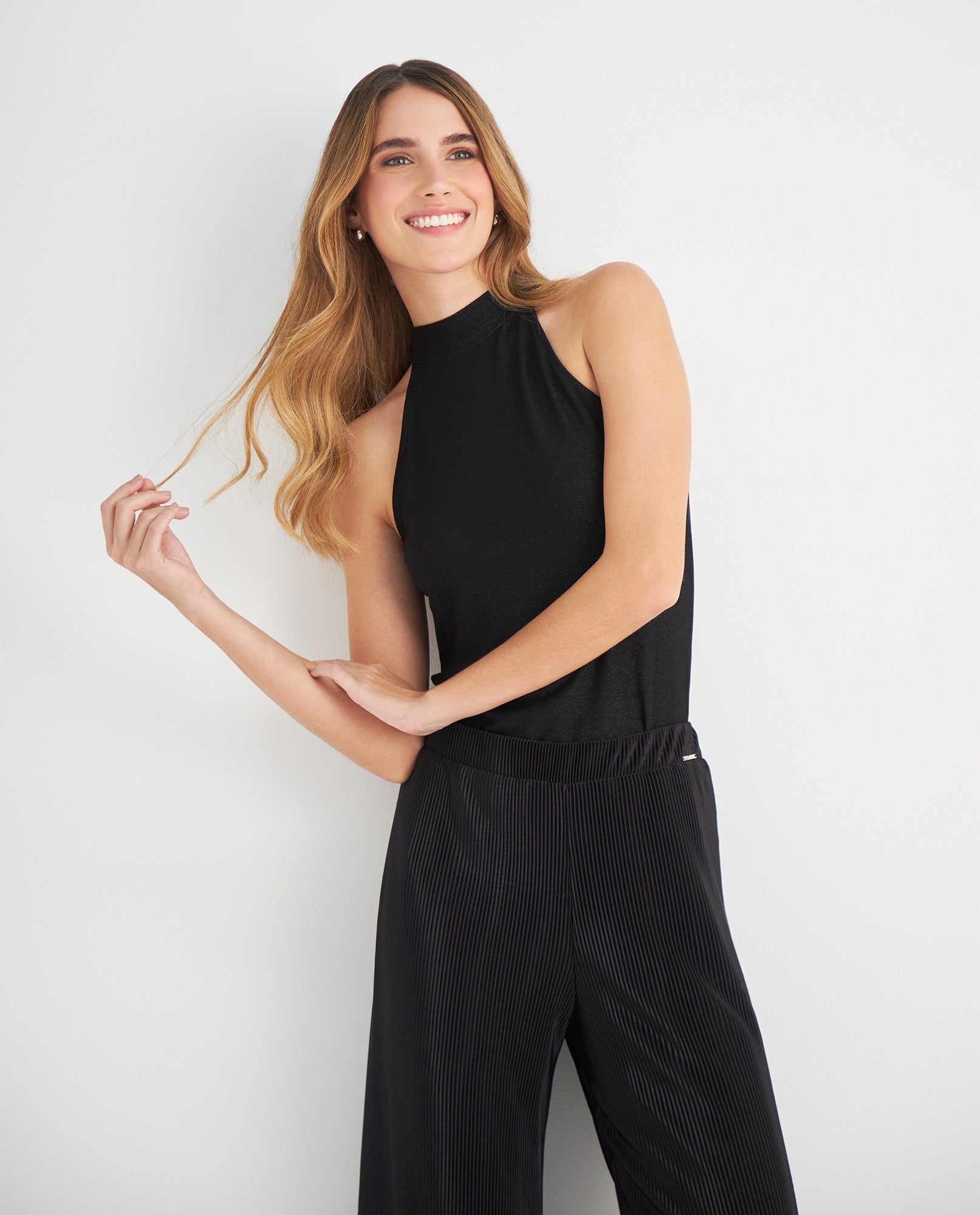 Camiseta de cuello alto para mujer - Negro 34_409F003_NEG190303_0
