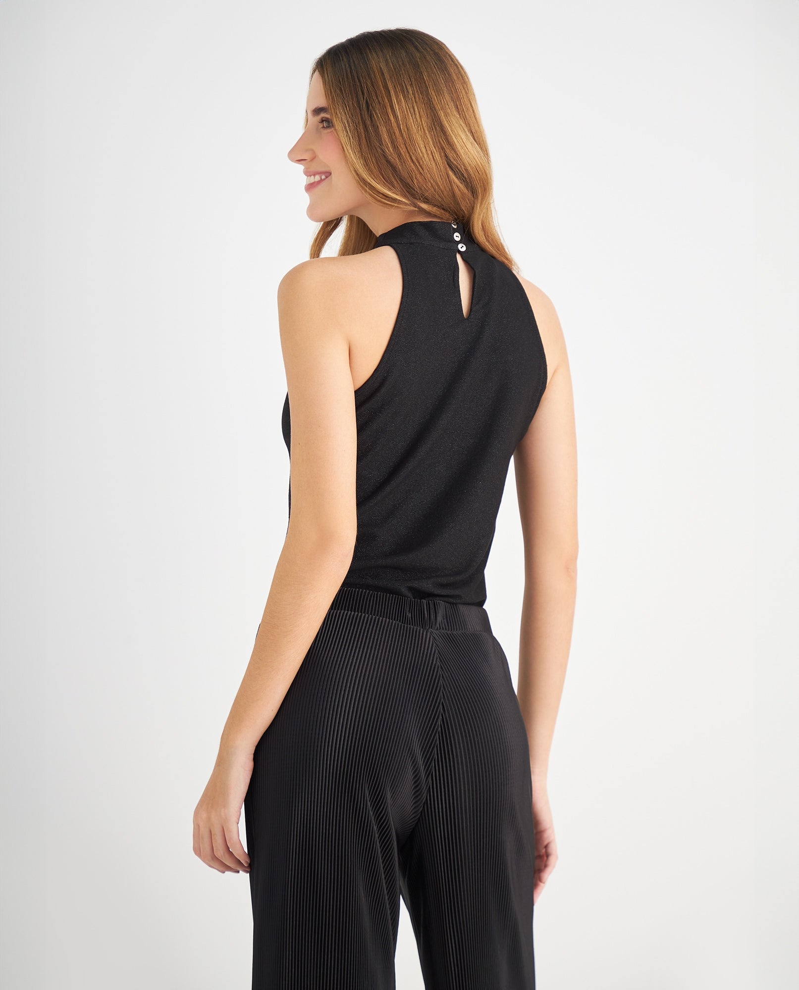 Camiseta de cuello alto para mujer - Negro 34_409F003_NEG190303_4