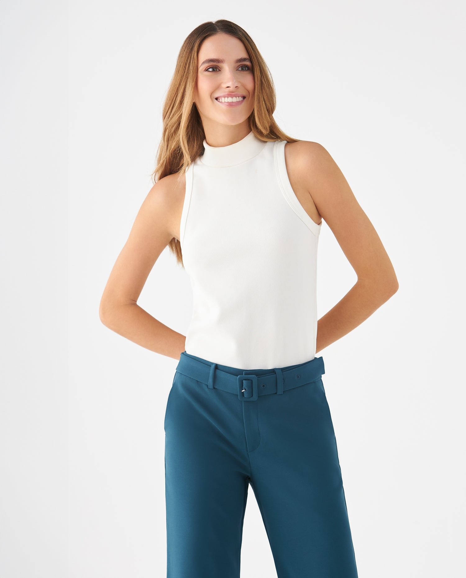 Camiseta en rib elástico para mujer - Crudo