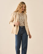Camiseta con estampado de animal print para mujer - Beige