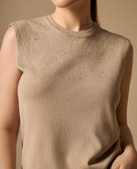 Camiseta con Detalles Brillantes - Beige