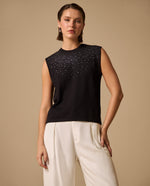 Camiseta con Detalles Brillantes - Negro