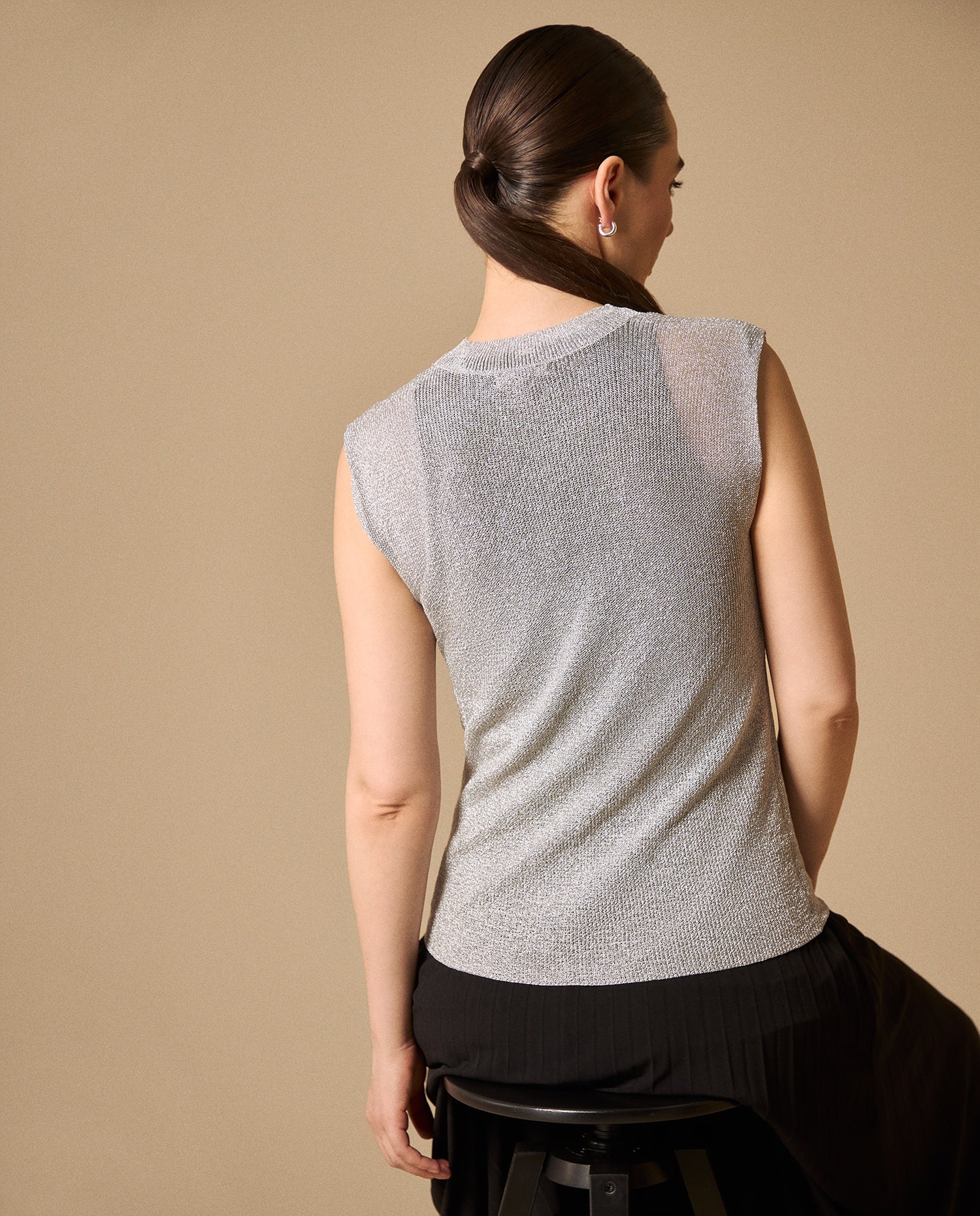 Camiseta Tejida Textura Acanalada - Gris