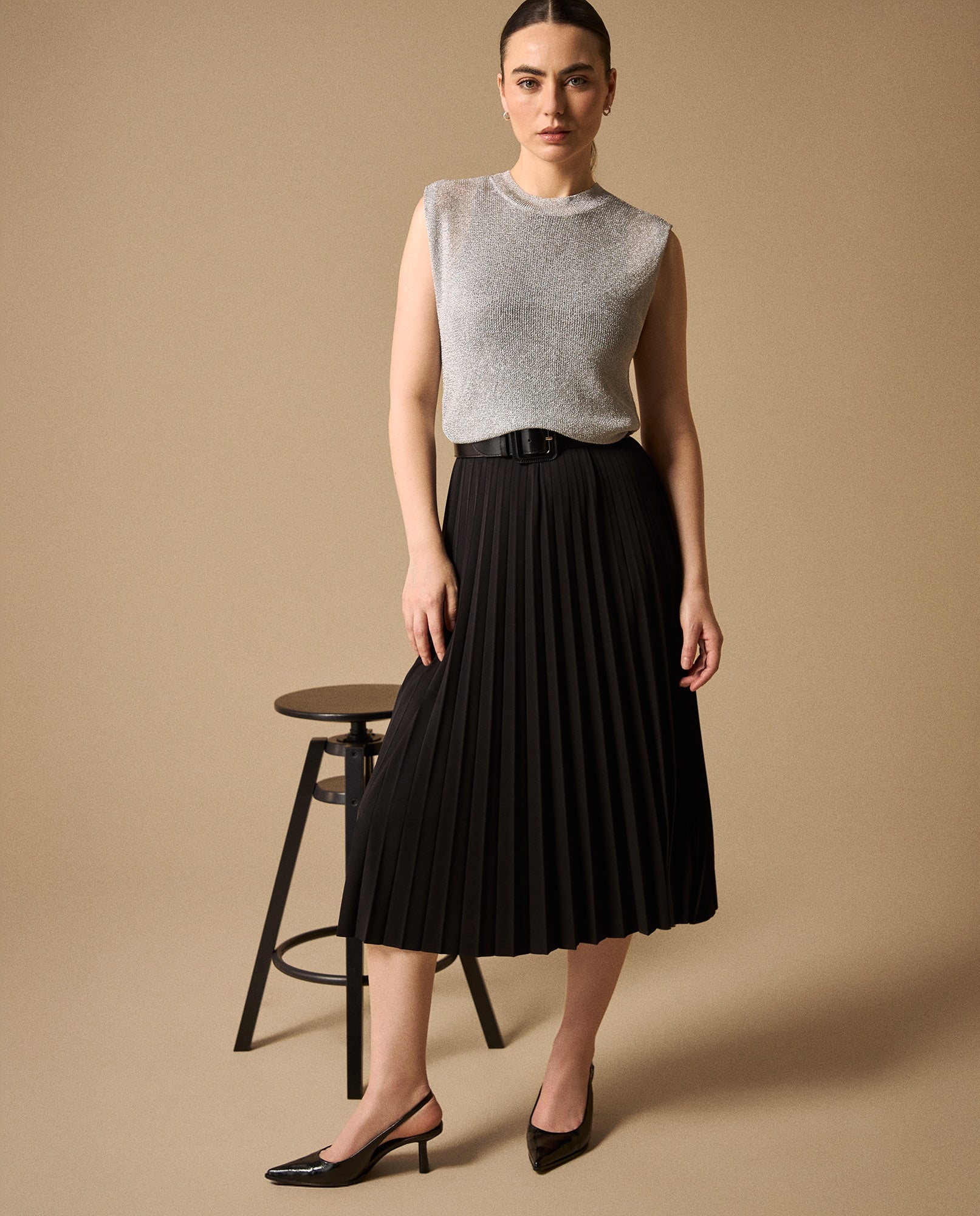 Camiseta Tejida Textura Acanalada - Gris 34_409G218_GRI140000_5
