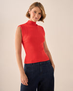 Top Rojo Acanalado Cuello Alto - Rojo