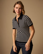 Camiseta Tejida Rayas Blancas y Negras - Negro