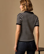 Camiseta Tejida Rayas Blancas y Negras - Negro