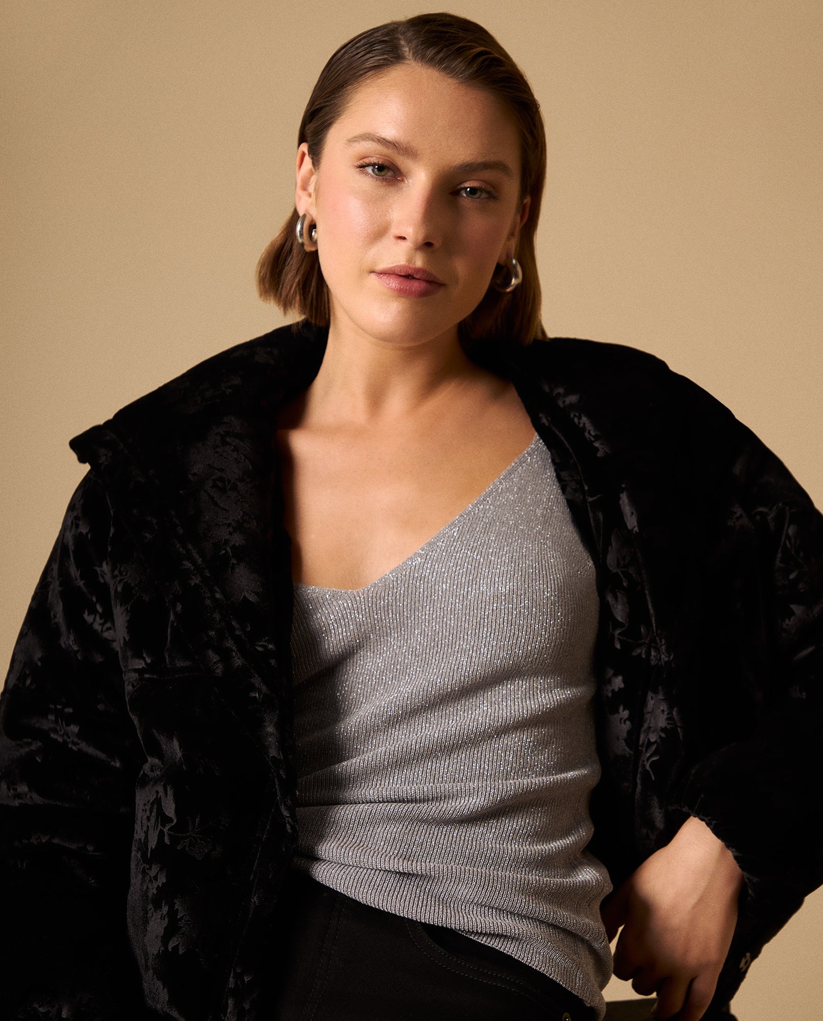 Camiseta Tejida con Lurex - Gris 34_409G225_GRI145002_5