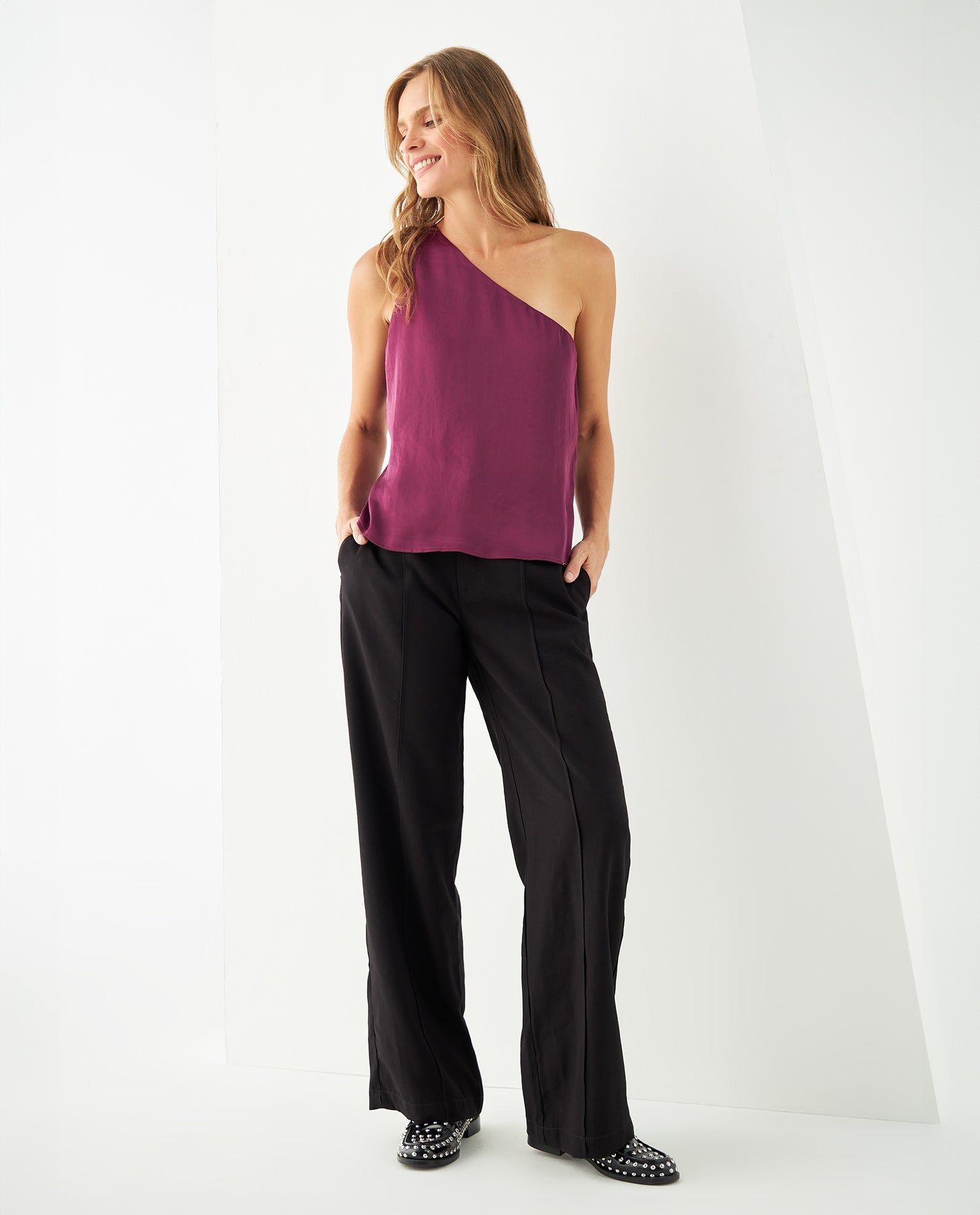 Camisa a una manga para mujer - Morado