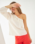 Camisa de un solo hombro para mujer - Blanco