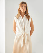 Camisa anudable en ruedo para mujer - Crudo