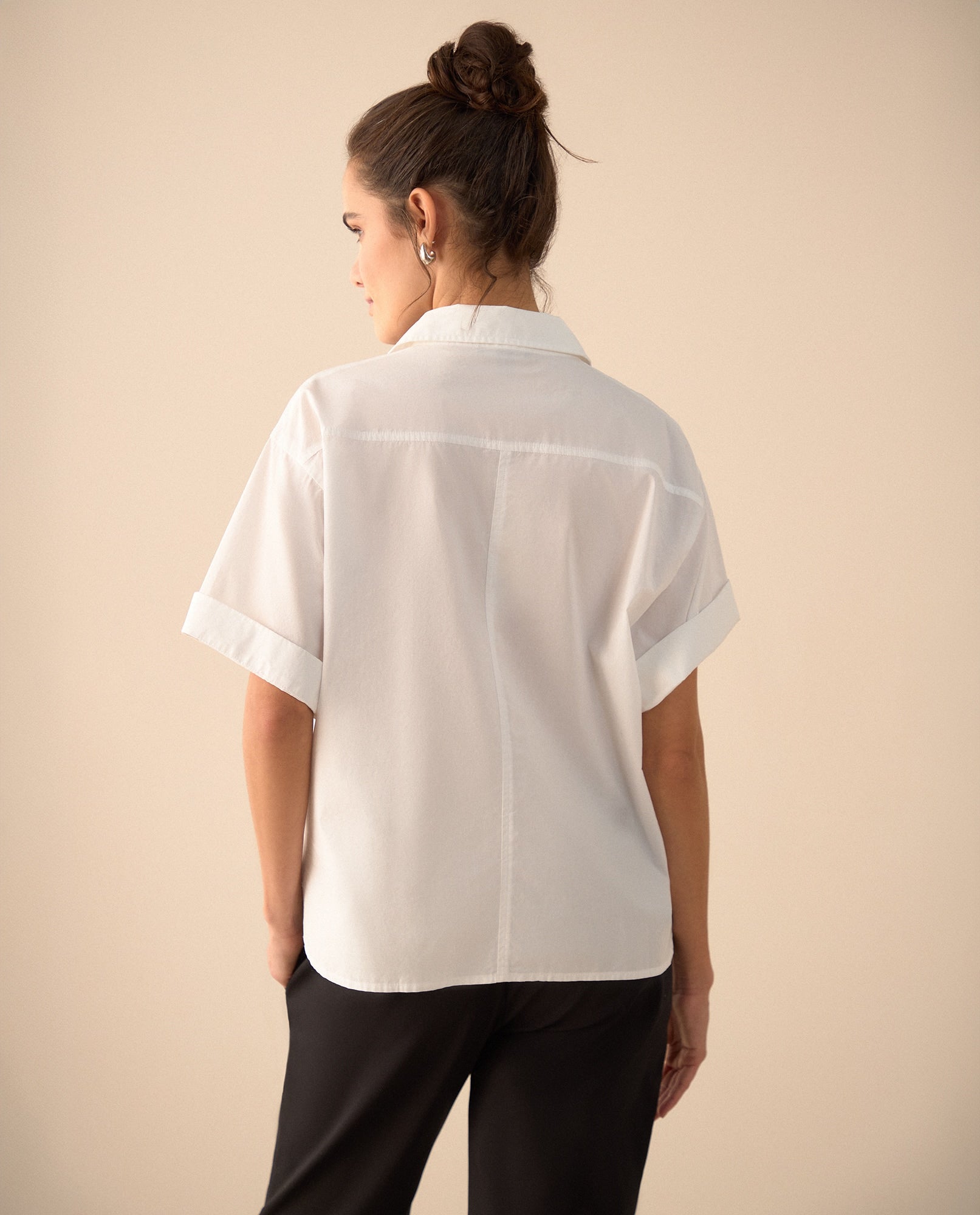 Camisa de manga corta con guardapolvo para mujer - Blanco 34_411G002_BLA110601_4