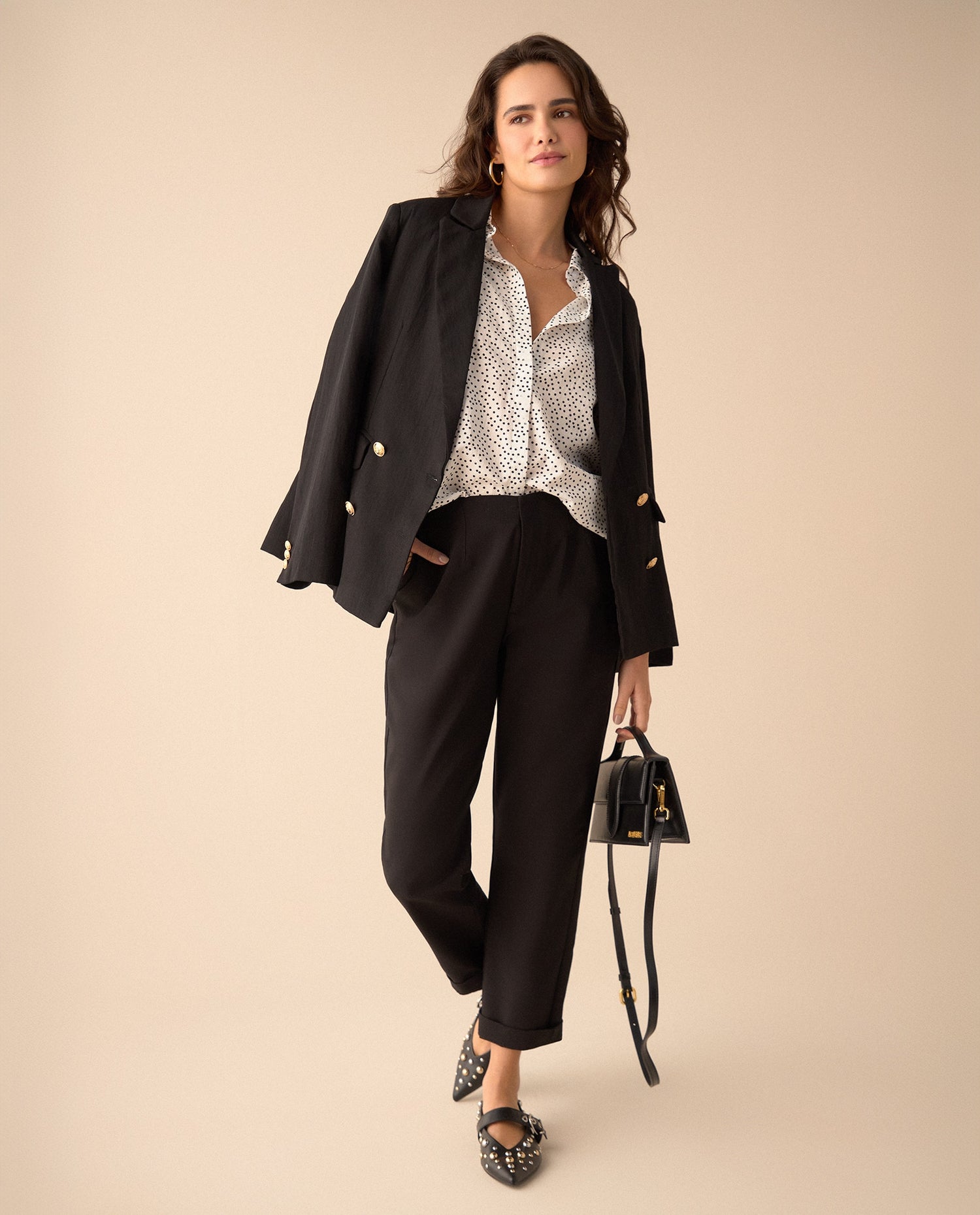 Camisa con diseño de puntos para mujer - Crudo