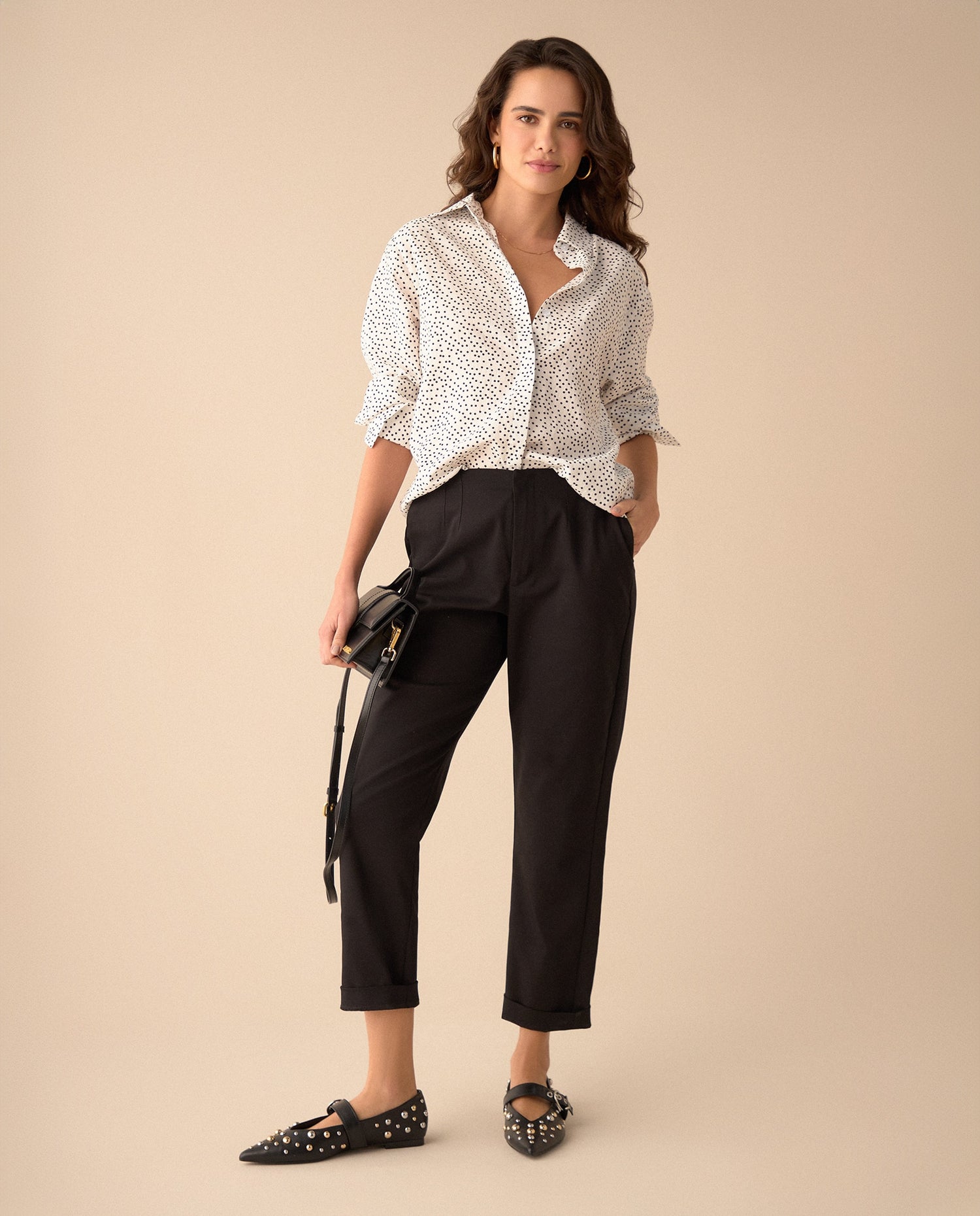 Camisa con diseño de puntos para mujer - Crudo
