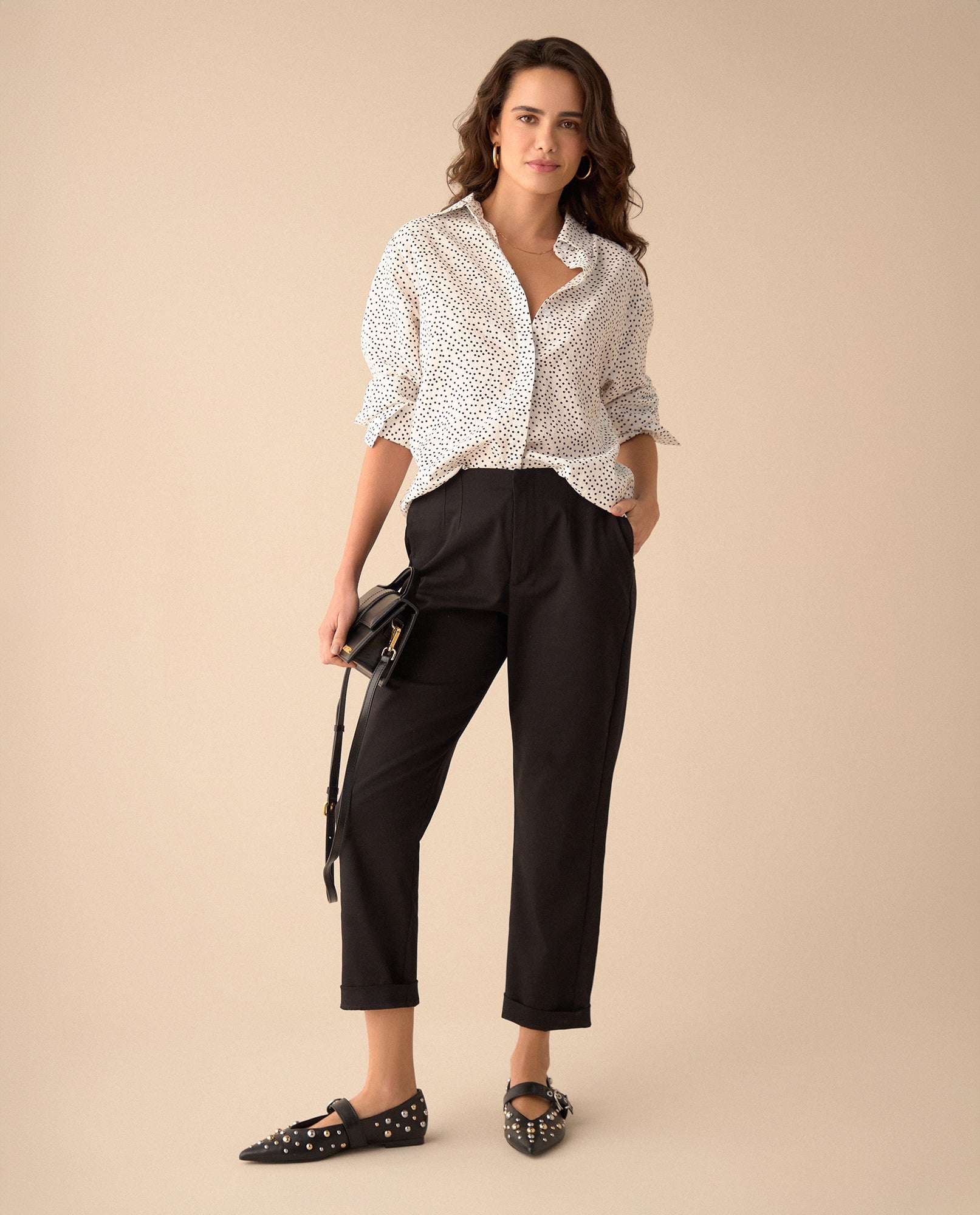 Camisa con diseño de puntos para mujer - Crudo 34_411G003_CRU110602_5