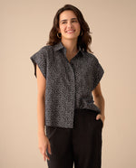 Camisa manga sisa para mujer - Negro
